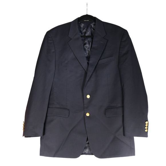 Chaps Mens Blazer Men Size 42L Blue 100% Wool Gold Buttons Sport Coat Jacket - Picture 1 of 10